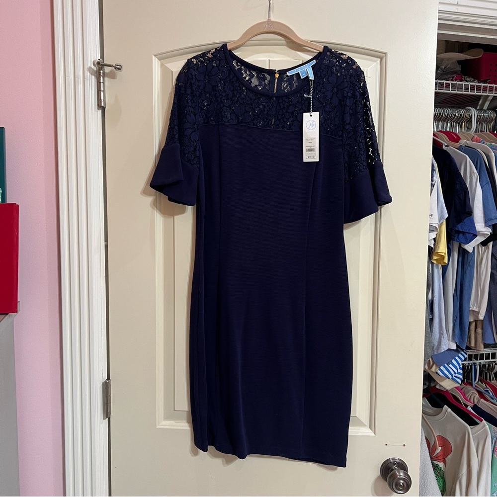 Elegant Navy DRAPER JAMES Lace Dress